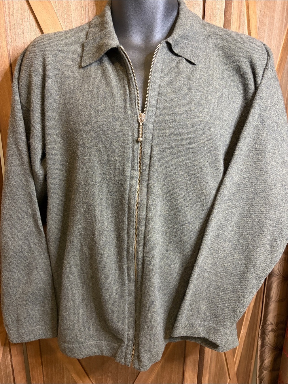 MALO 100% Virgin Wool  Full Zip Knit Sweater Jacket Gray SIZE MEDIUM